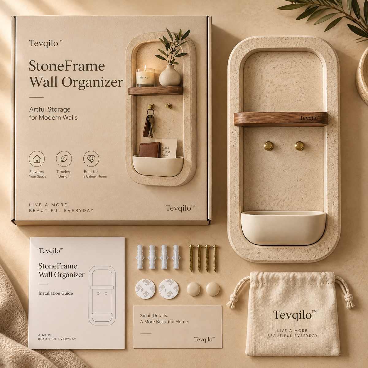 Tevqilo™ StoneFrame Wall Organizer