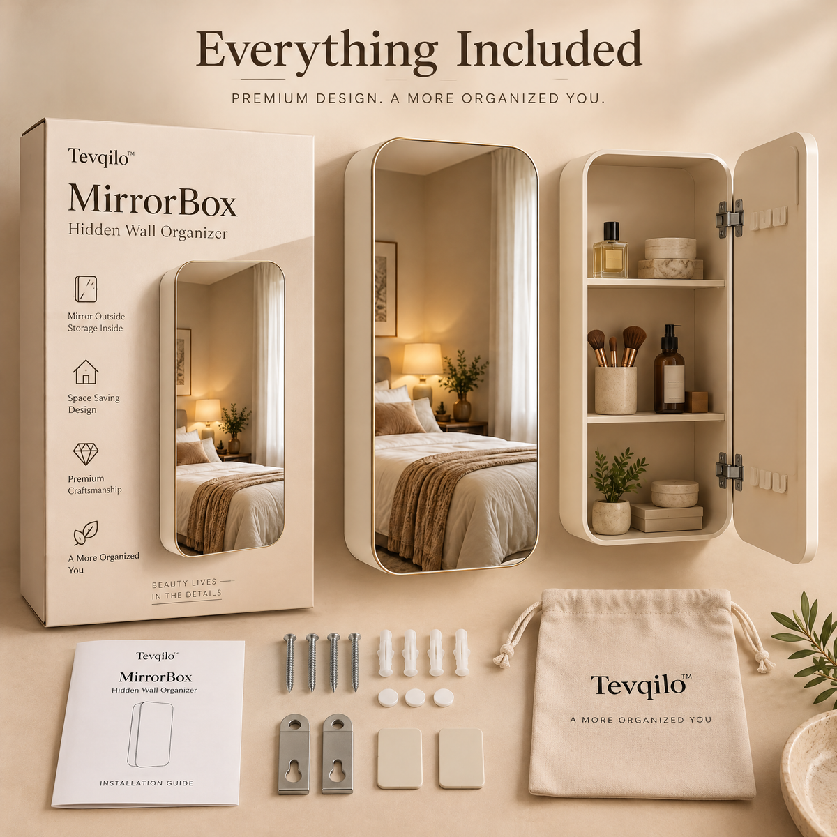 Tevqilo™ MirrorBox Hidden Wall Organizer