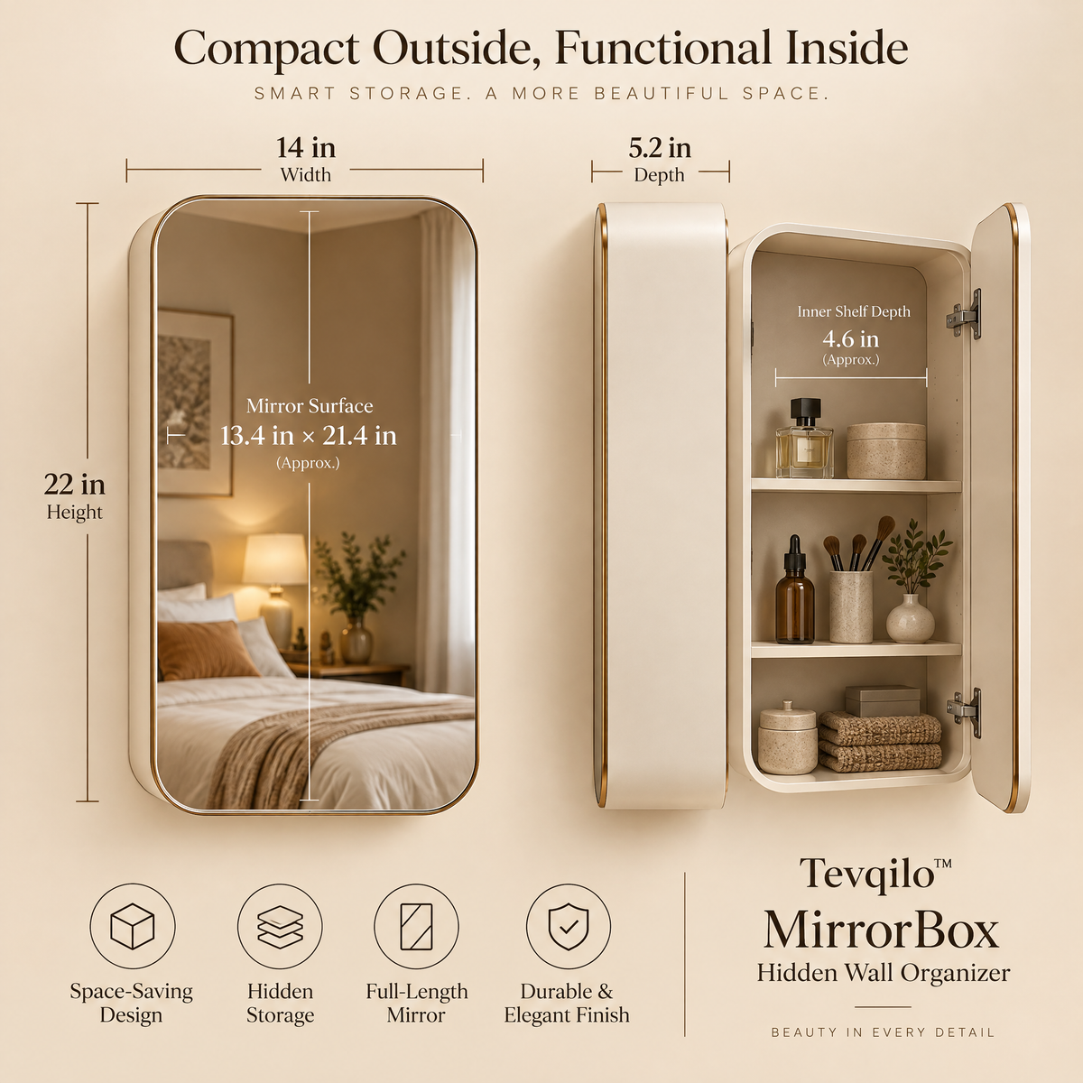 Tevqilo™ MirrorBox Hidden Wall Organizer