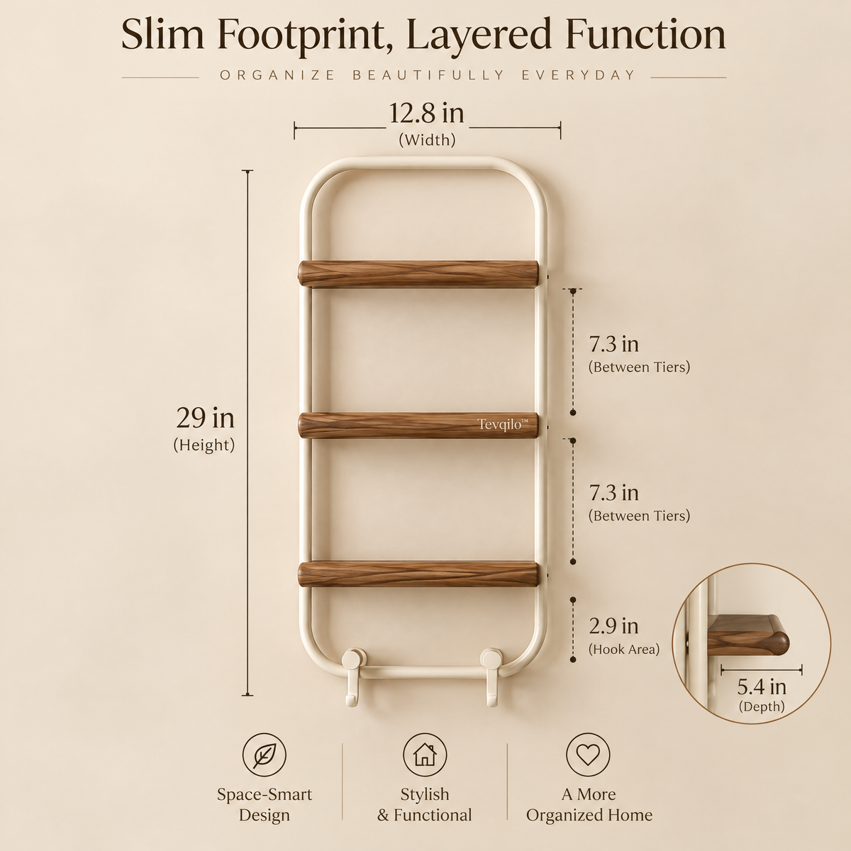 Tevqilo™ Curve Ladder Wall Organizer