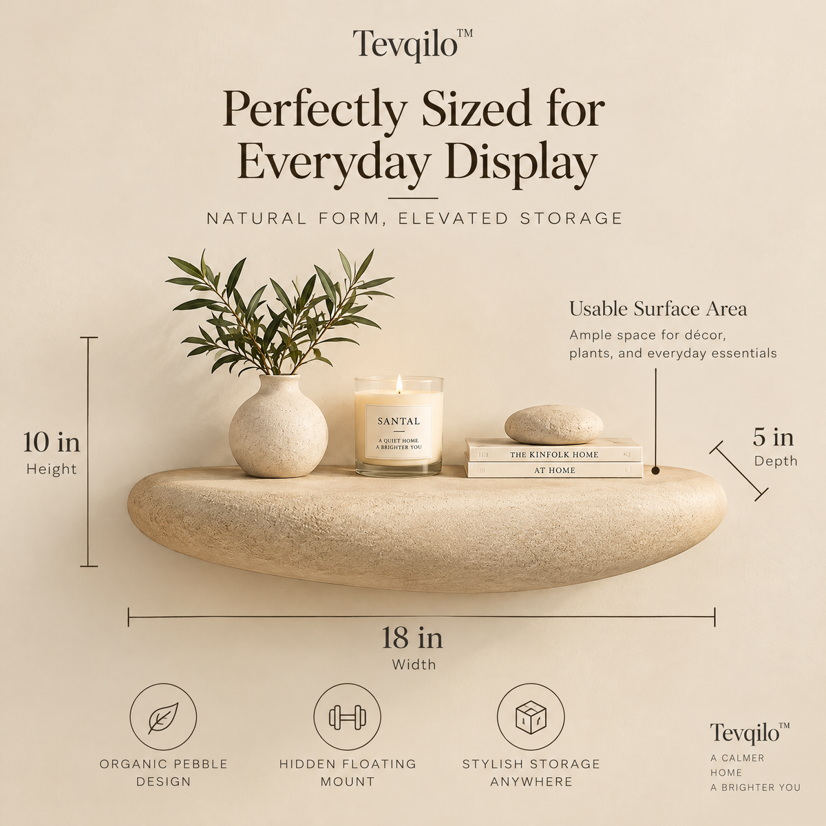 Tevqilo™ Pebble Floating Shelf