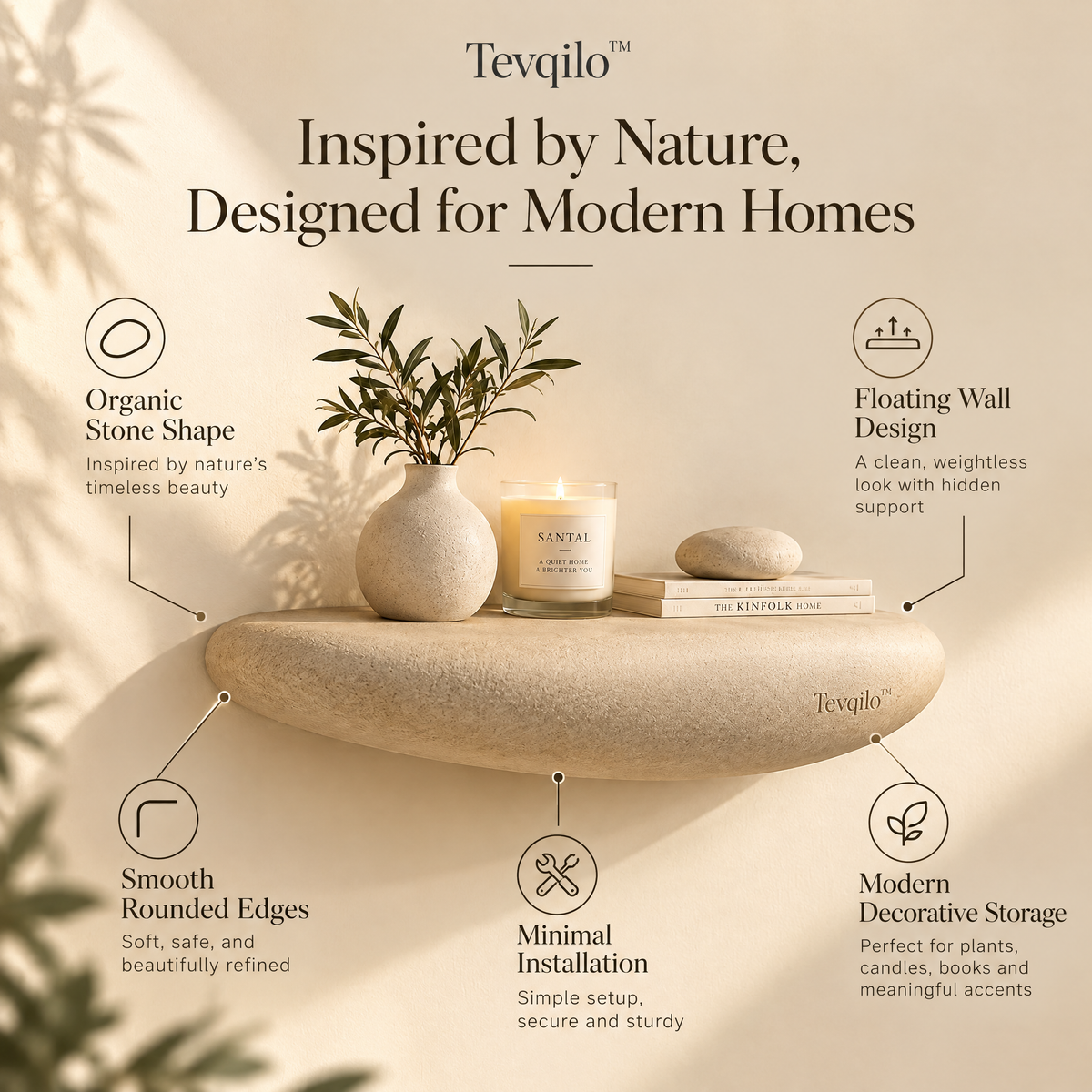 Tevqilo™ Pebble Floating Shelf