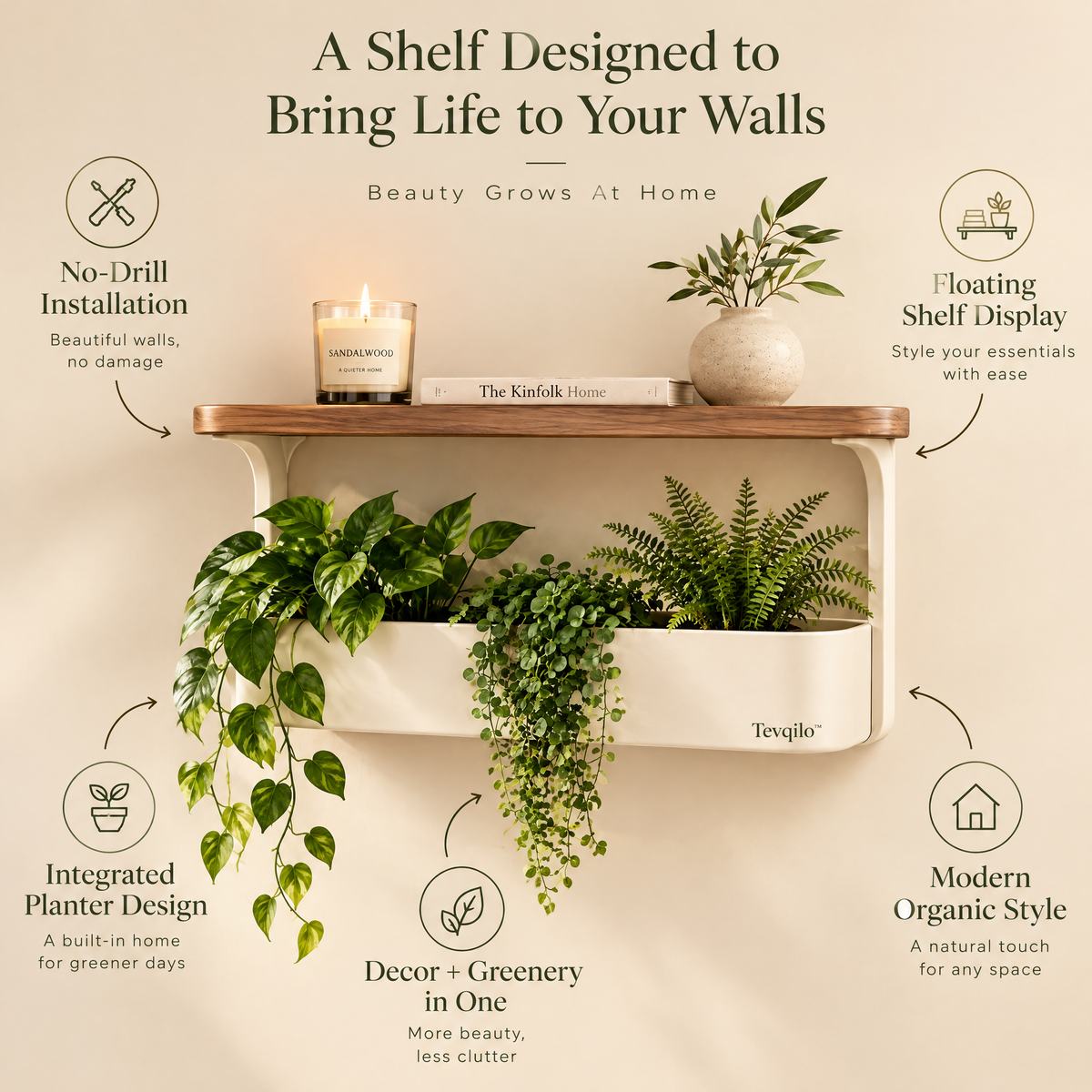 Tevqilo™ Botanical Living Wall Shelf