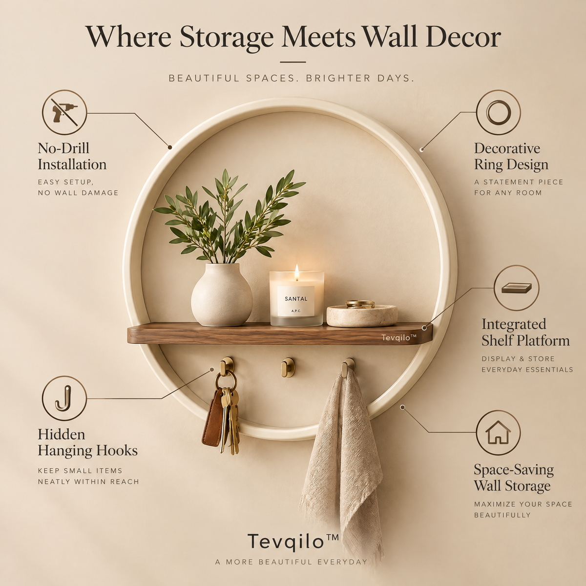 Tevqilo™ Halo Ring Wall Organizer